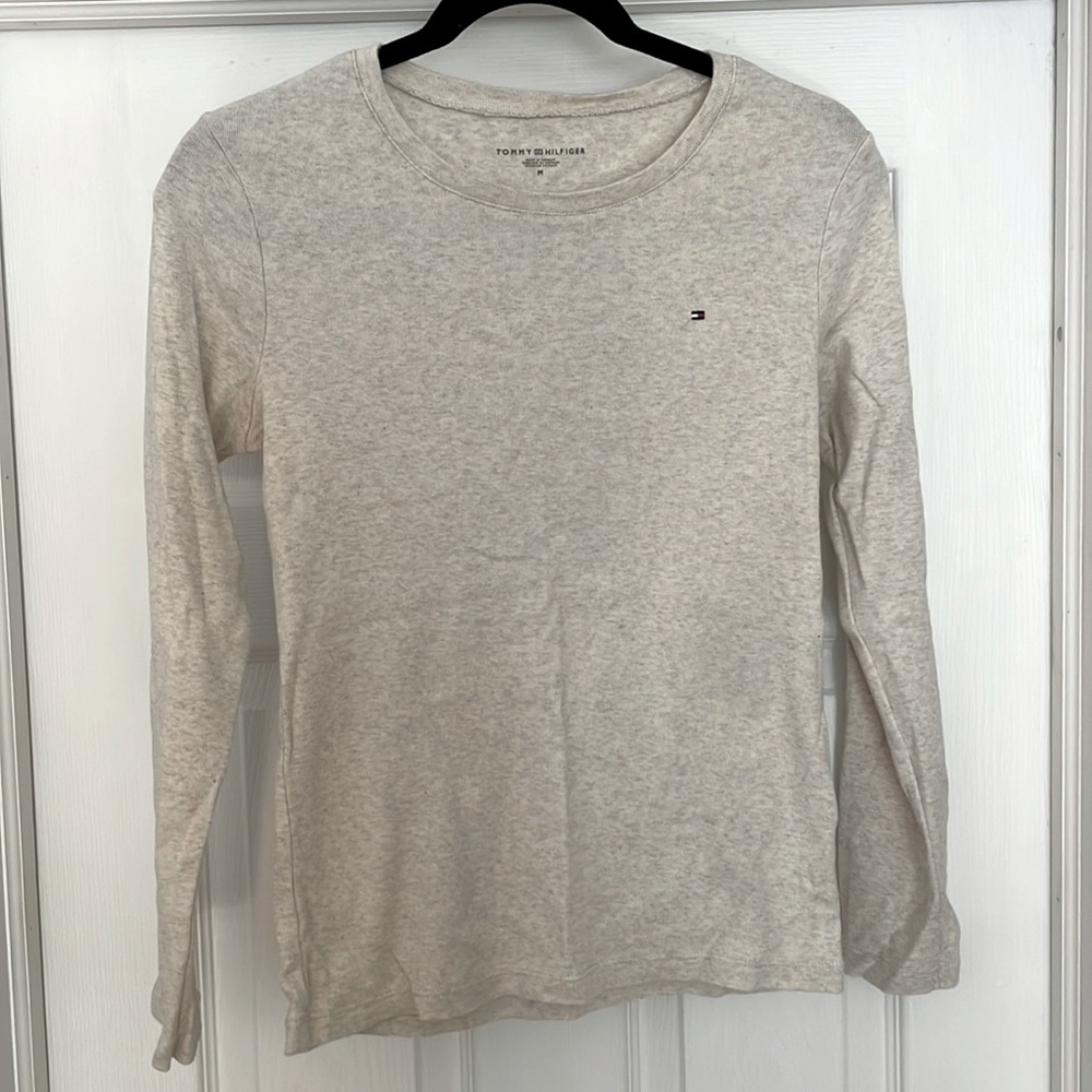 Beige long sleeved Tommy tee